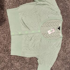 Torrid pointelle cardigan short sleeve cropped sweater in hemlock